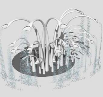 曲线组合喷泉雕塑SU模型下载_sketchup草图大师SKP模型