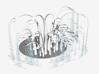 曲线组合喷泉雕塑SU模型下载_sketchup草图大师SKP模型