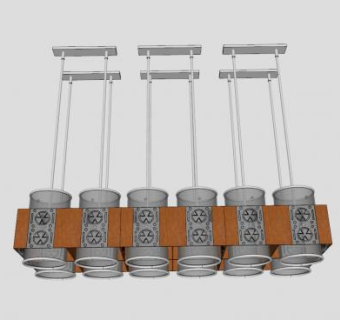 新中式筒型吊灯SU模型下载_sketchup草图大师SKP模型