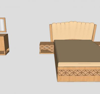 木质卧室家具衣柜床铺SU模型下载_sketchup草图大师SKP模型