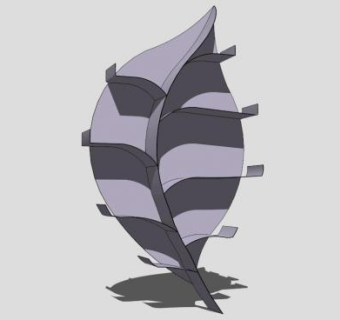 树叶书架雕塑SU模型下载_sketchup草图大师SKP模型
