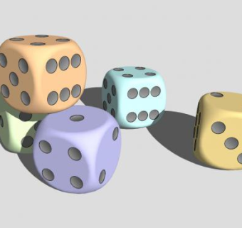彩色骰子雕塑SU模型下载_sketchup草图大师SKP模型
