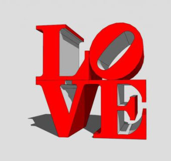 英文红色“LOVE”雕塑SU模型下载_sketchup草图大师SKP模型