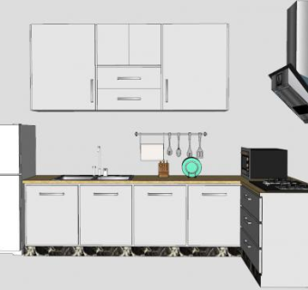 厨房橱柜冰箱吸油烟机厨具SU模型下载_sketchup草图大师SKP模型