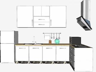 厨房橱柜冰箱吸油烟机厨具SU模型下载_sketchup草图大师SKP模型