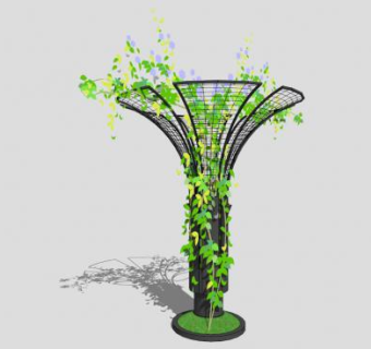 绿化喷泉状雕塑SU模型下载_sketchup草图大师SKP模型