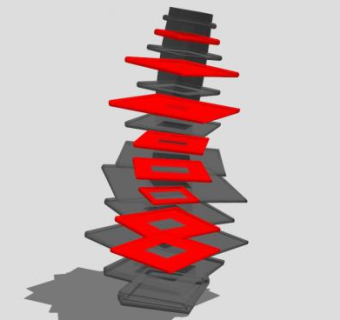 方块小路雕塑SU模型下载_sketchup草图大师SKP模型