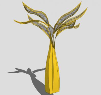 艺术芭蕉叶雕塑SU模型下载_sketchup草图大师SKP模型