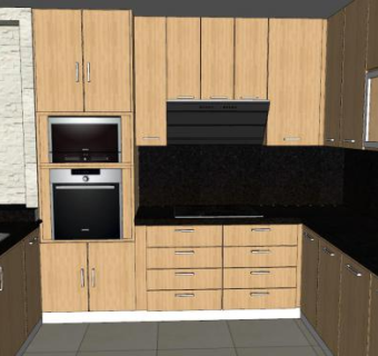 木质厨房橱柜设计SU模型下载_sketchup草图大师SKP模型