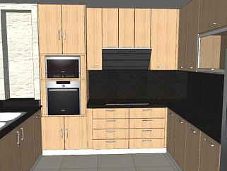 木质厨房橱柜设计SU模型下载_sketchup草图大师SKP模型