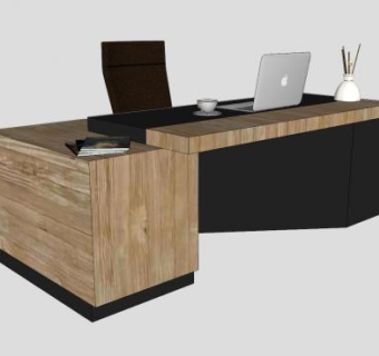 老板办公桌笔记本旋转椅SU模型下载_sketchup草图大师SKP模型