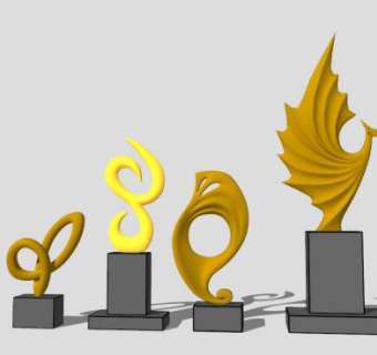 抽象动物雕塑SU模型下载_sketchup草图大师SKP模型