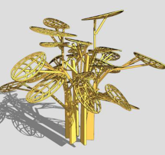 树木椭圆树叶雕塑SU模型下载_sketchup草图大师SKP模型