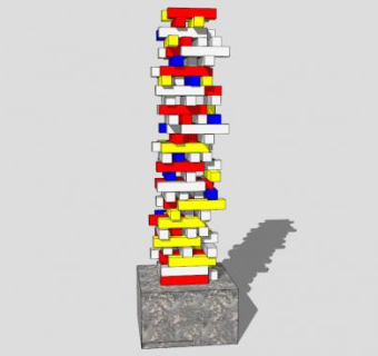 抽积木层层叠雕塑SU模型下载_sketchup草图大师SKP模型