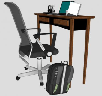 办公桌和转椅SU模型下载_sketchup草图大师SKP模型