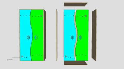 儿童衣柜双色柜子SU模型下载_sketchup草图大师SKP模型