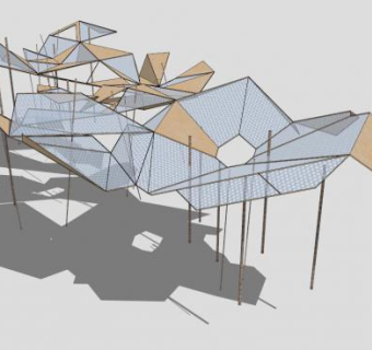 艺术玻璃廊架雕塑SU模型下载_sketchup草图大师SKP模型