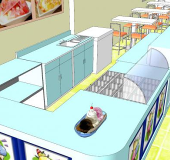 饮品店饮食店冰激凌店SU模型下载_sketchup草图大师SKP模型