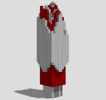 红色和白色长方体组合雕塑SU模型下载_sketchup草图大师SKP模型