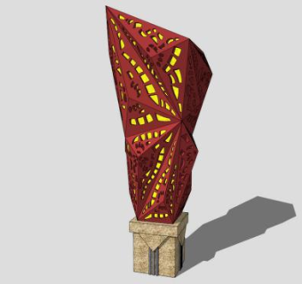 三角体组合雕塑SU模型下载_sketchup草图大师SKP模型