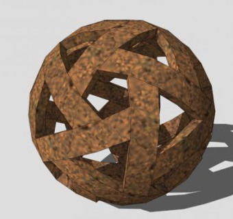 木质绣球雕塑SU模型下载_sketchup草图大师SKP模型