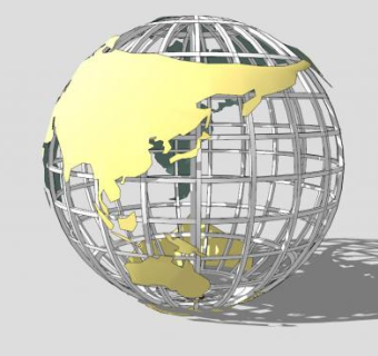 工艺品地球仪雕塑SU模型下载_sketchup草图大师SKP模型