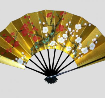 梅花折扇扇子SU模型下载_sketchup草图大师SKP模型