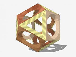 三角形正方形球体工艺品雕塑SU模型下载_sketchup草图...