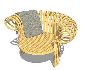 藤椅<em>椅子座椅SU模型</em>下载_sketchup草图大师SKP模型
