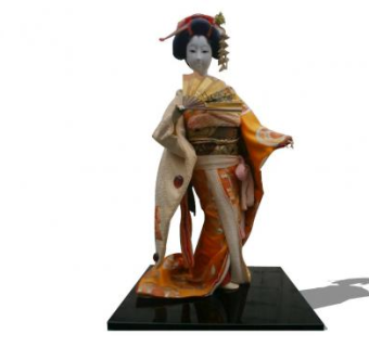 2D日式艺伎和服娃娃摆件SU模型下载_sketchup草图大师SKP模型