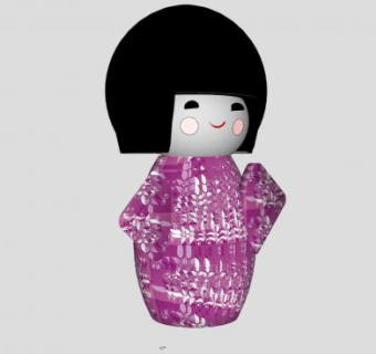 日式脸谱娃娃摆件SU模型下载_sketchup草图大师SKP模型