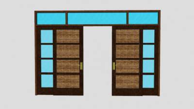 双推移门玻璃门SU模型下载_sketchup草图大师SKP模型