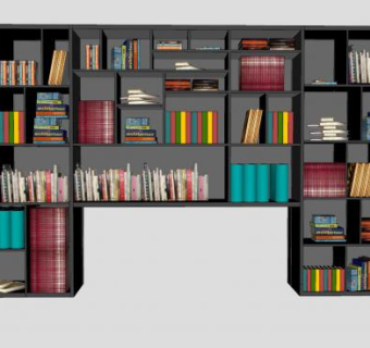 书柜书架书本SU模型下载_sketchup草图大师SKP模型