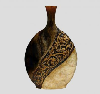 简单扁形花瓶SU模型下载_sketchup草图大师SKP模型