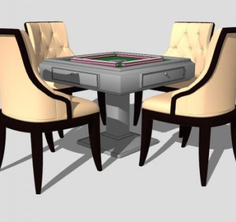 欧式椅子自动麻将桌SU模型下载_sketchup草图大师SKP模型
