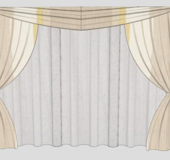 双层窗帘窗纱SU模型下载_sketchup草图大师SKP模型