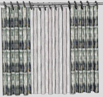 双层平拉式窗帘SU模型下载_sketchup草图大师SKP模型