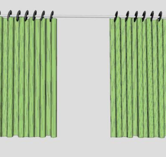 青色布艺窗帘SU模型下载_sketchup草图大师SKP模型