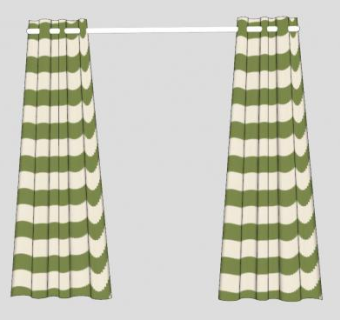 平拉式条纹窗帘SU模型下载_sketchup草图大师SKP模型