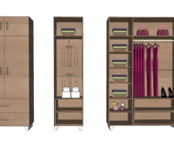 木衣柜柜子家具SU模型下载_sketchup草图大师SKP模型