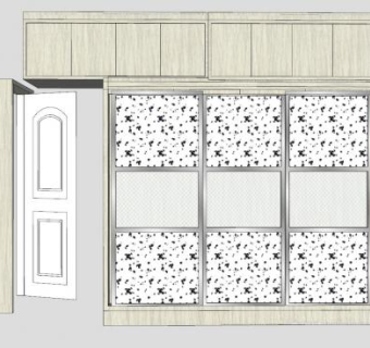 房间门侧开一体式柜子SU模型下载_sketchup草图大师SKP模型