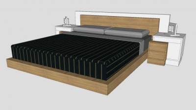 室内双人床SU模型下载_sketchup草图大师SKP模型