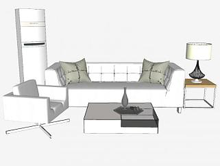 现代客厅沙发茶几立式空调SU模型下载_sketchup草图...