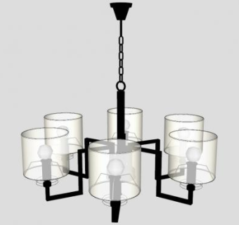 铁链客厅吊灯灯具SU模型下载_sketchup草图大师SKP模型