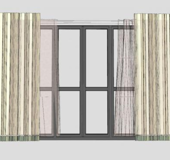 窗帘和玻璃门推玻阳台门SU模型下载_sketchup草图大师SKP模型