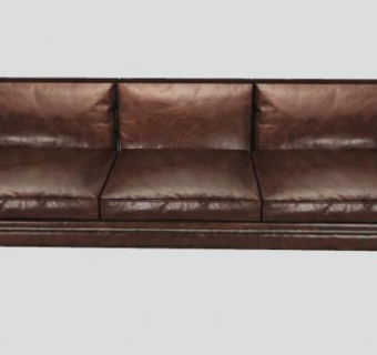 三座皮质棕色沙发SU模型下载_sketchup草图大师SKP模型