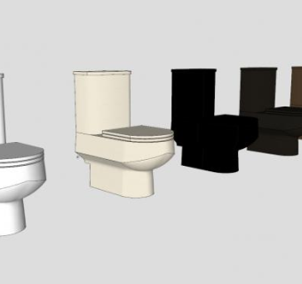几个不同颜色的马桶SU模型下载_sketchup草图大师SKP模型