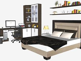 现代卧室家具设计SU模型下载_sketchup草图大师SKP模型
