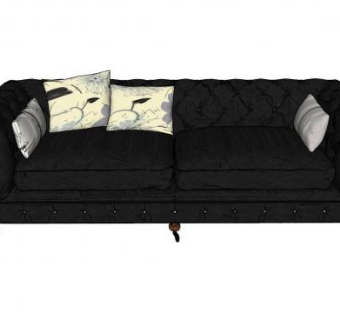 黑色皮革沙发沙发家具SU模型下载_sketchup草图大师SKP模型