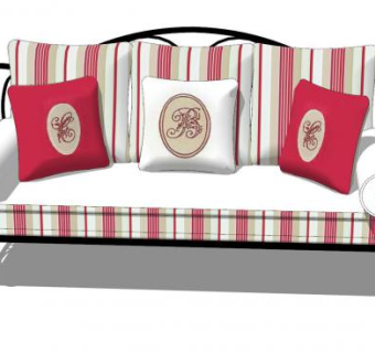 欧式沙发铁艺沙发三座沙发SU模型下载_sketchup草图大师SKP模型